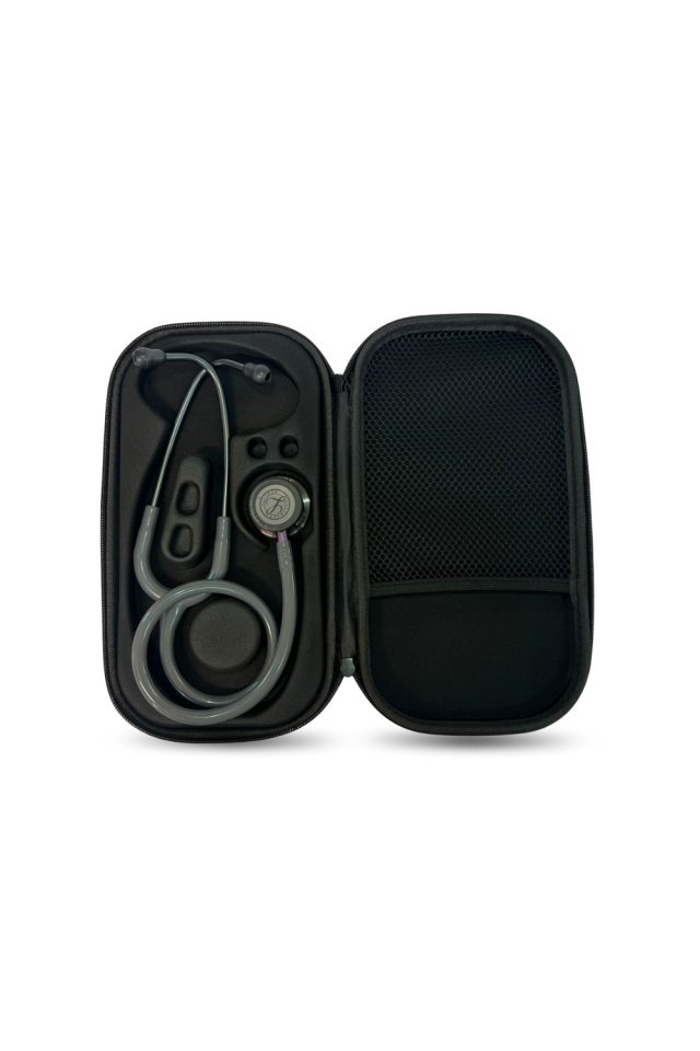 Czarne etui na stetoskop o eleganckim wzornictwie i funkcjonalności od drinuniforma