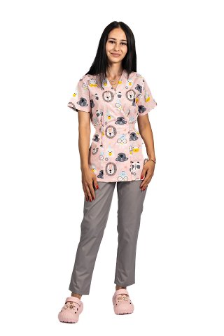 Kombinezon medyczny w kształcie lwa z bluzką z nadrukiem i spodniami na gumce