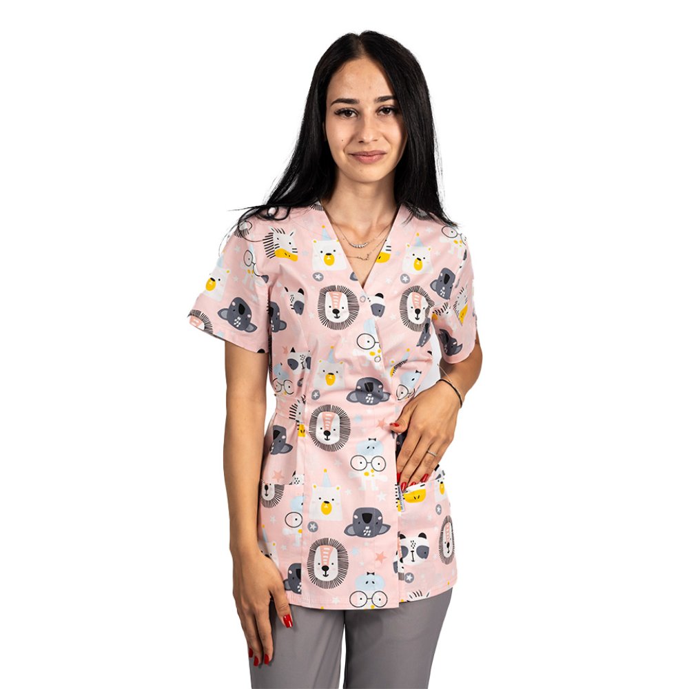 Kombinezon medyczny w kształcie lwa z bluzką z nadrukiem i spodniami na gumce