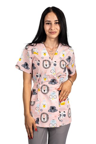 Kombinezon medyczny w kształcie lwa z bluzką z nadrukiem i spodniami na gumce