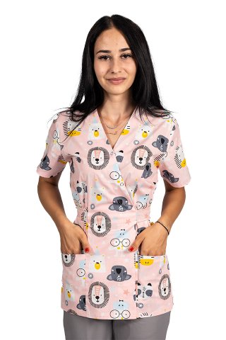 Kombinezon medyczny w kształcie lwa z bluzką z nadrukiem i spodniami na gumce