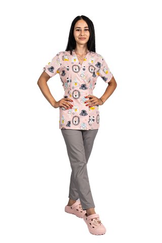 Kombinezon medyczny w kształcie lwa z bluzką z nadrukiem i spodniami na gumce