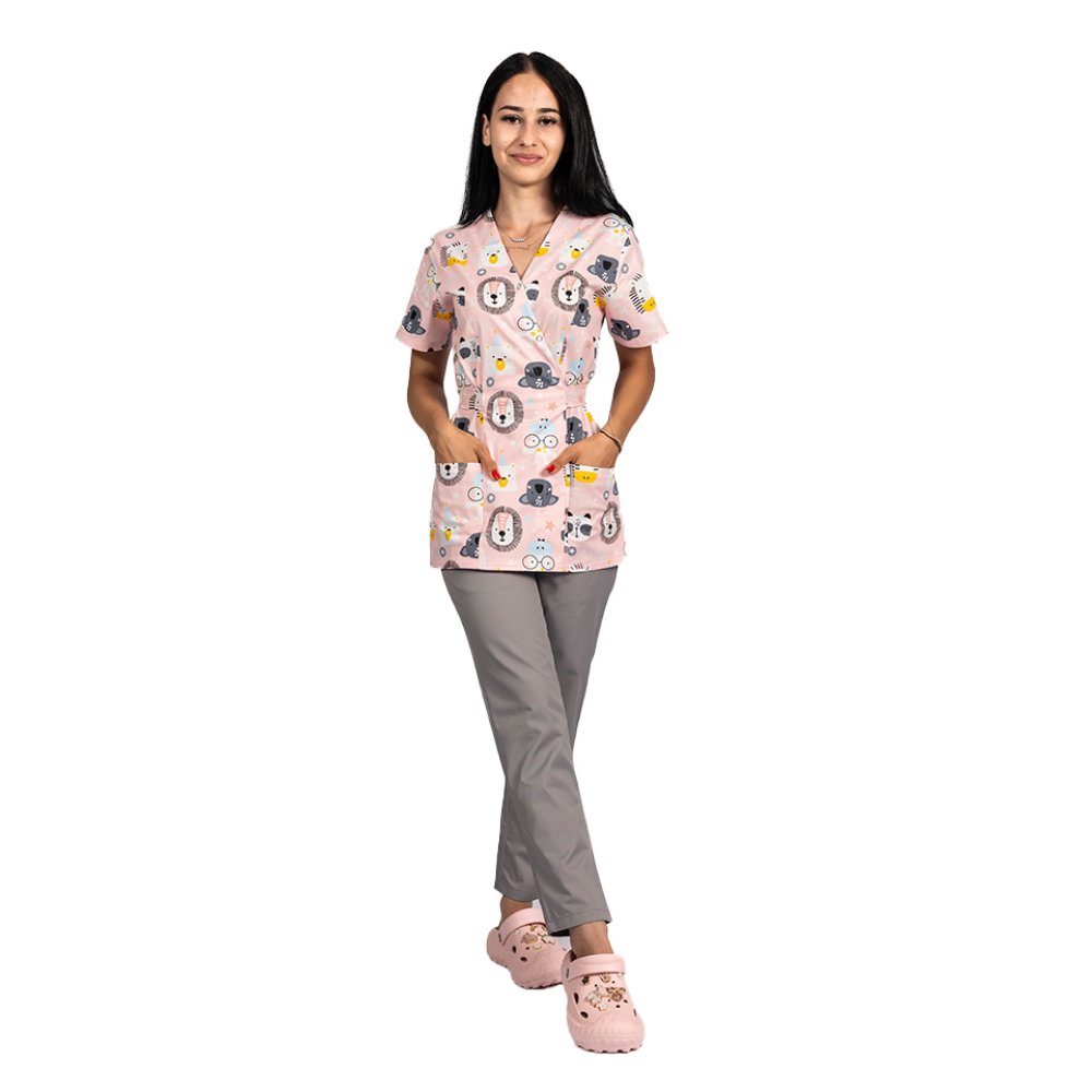 Kombinezon medyczny w kształcie lwa z bluzką z nadrukiem i spodniami na gumce