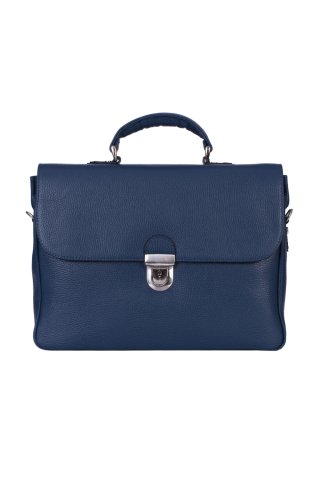 Męska granatowa torba na laptopa i konsultacje ze skóry naturalnej