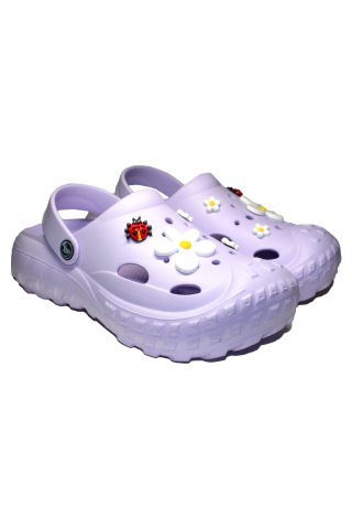 Lila medyczne chodaki damskie - chodaki z aplikacjami