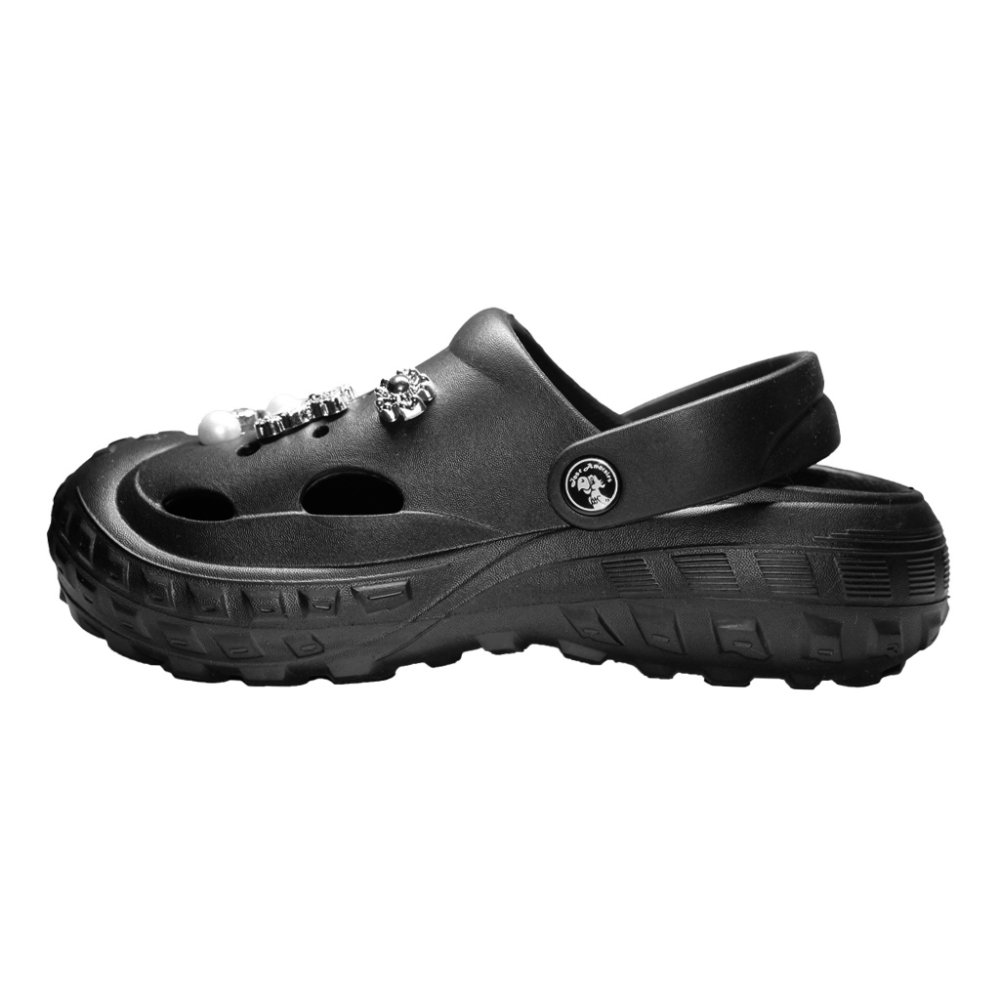 Czarne chodaki medyczne dla kobiet - chodaki z aplikacjami