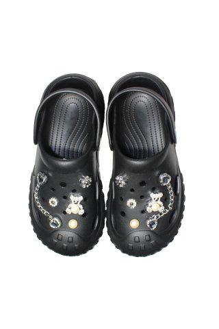 Czarne chodaki medyczne dla kobiet - chodaki z aplikacjami