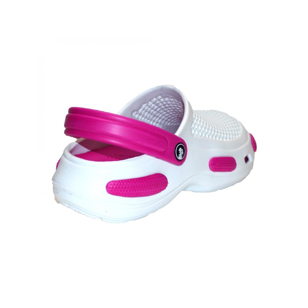 Białe chodaki medyczne z cyklamenem dla kobiet wykonane z pianki EVA