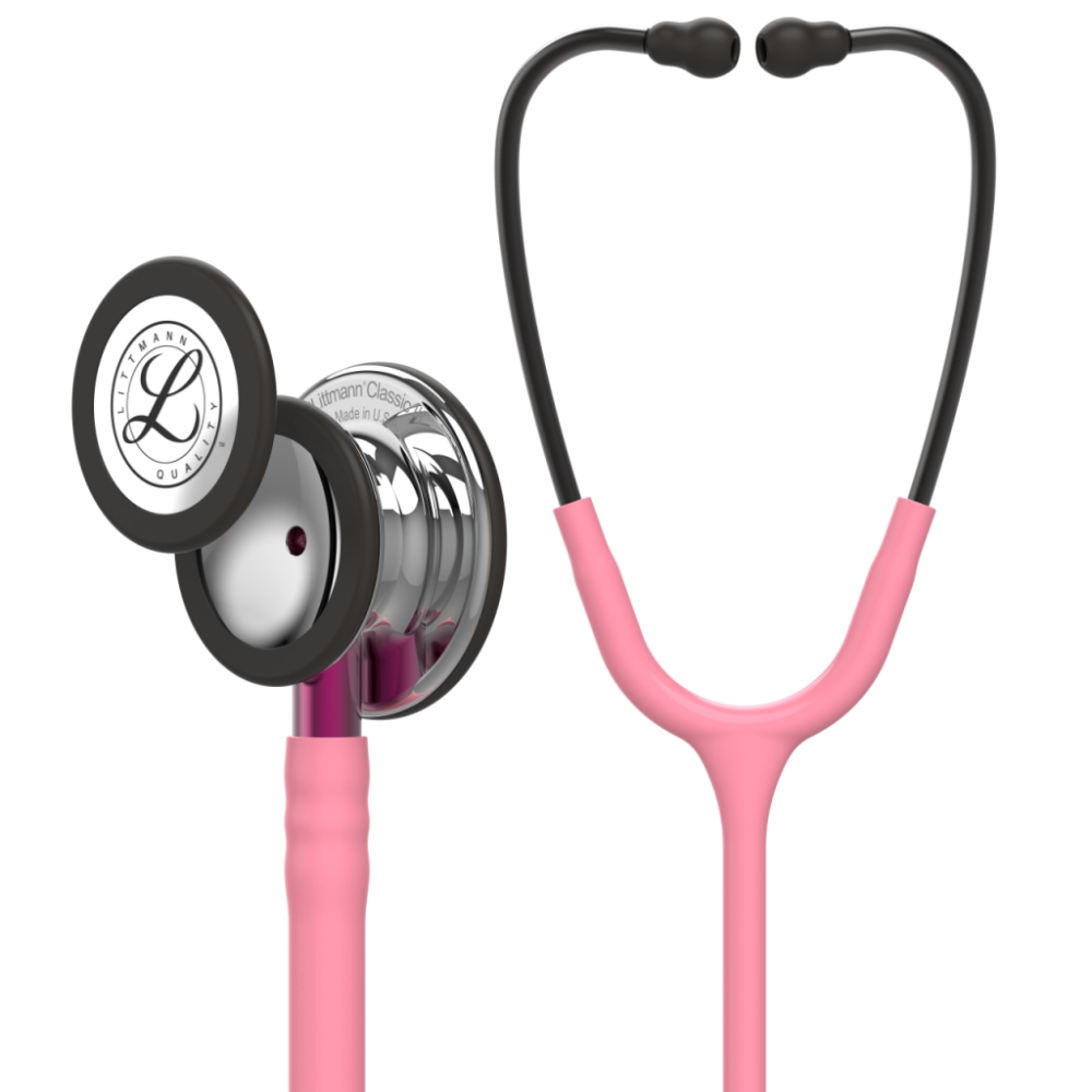 Stetoskop 3M Littmann, pudroworóżowy z czarnym, Classic III, lekarz w mundurze