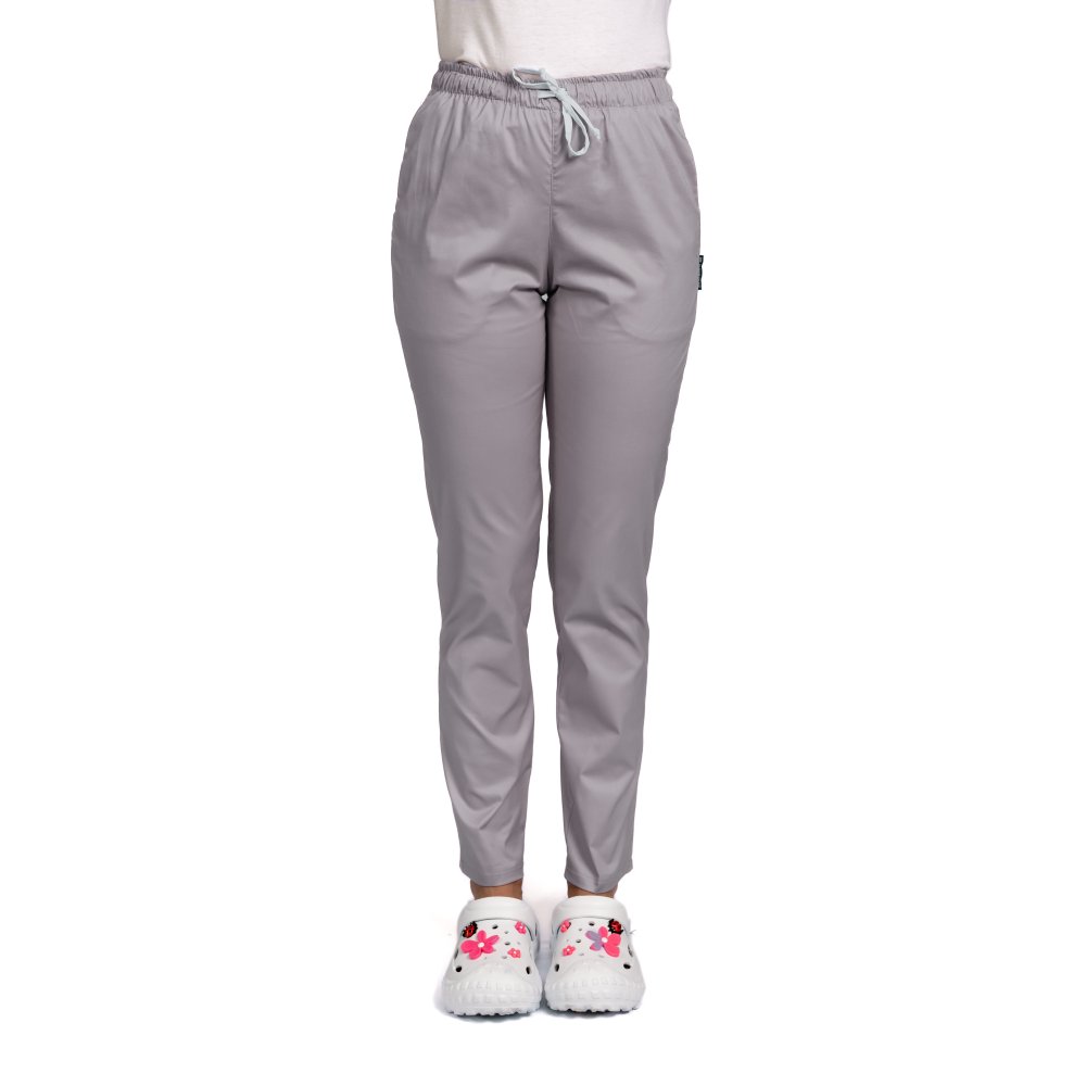 Szare spodnie unisex z gumką i dwiema bocznymi kieszeniami