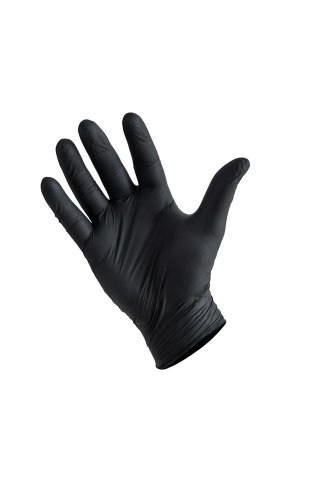 Zestaw 100 sztuk rękawiczek nitrylowych czarnych do ochrony i badania przez lekarza w mundurze