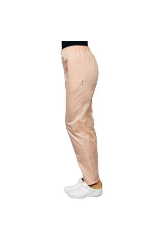 Brzoskwiniowe spodnie unisex z gumką i dwiema bocznymi kieszeniami